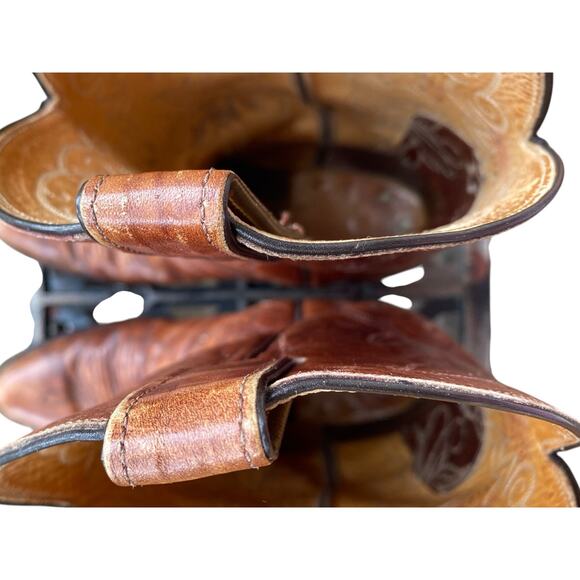 Vtg Justin 1879 Style 1651 Marbled Deerlite Cowboy Boots Mens 9 D Brown Western main image 4